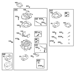 Carburetor Group Diagram and Parts List for 296447-0011-H5 200000 - 399999 Briggs and Stratton Engine